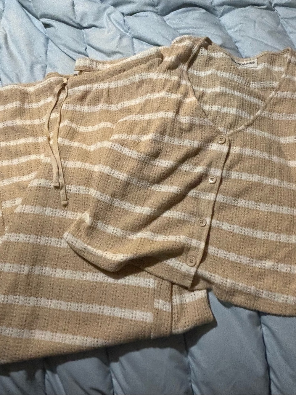 No Boundaries Beige and White Striped Knit Top/Pants